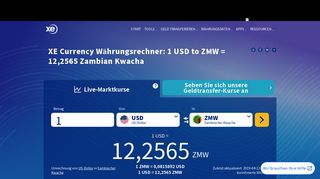 
                            11. XE: Umrechnung von USD/ZMW. US-Dollar in Sambia Kwacha