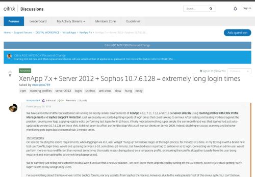 
                            13. XenApp 7.x + Server 2012 + Sophos 10.7.6.128 = ...
