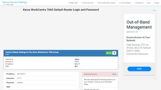 
                            4. Xerox WorkCentre 7665 Default Router Login and Password