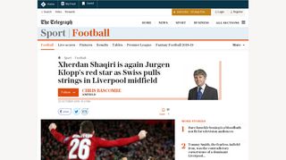 
                            12. Xherdan Shaqiri is again Jurgen Klopp's red star as Swiss pulls strings ...
