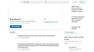 
                            12. Xiao (Alex) Fu - Solutions Consultant - Google | LinkedIn