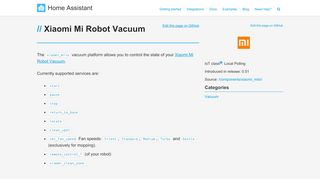 
                            12. Xiaomi Mi Robot Vacuum - Home Assistant