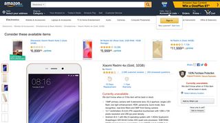 
                            8. Xiaomi Redmi 4a (Gold, 32GB): Amazon.in: Electronics