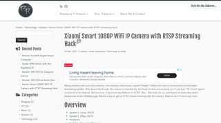
                            6. Xiaomi Smart 1080P WiFi IP Camera with RTSP Streaming Hack • The ...