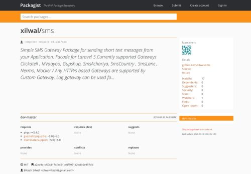 
                            12. xilwal/sms - Packagist