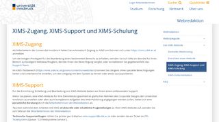 
                            4. XIMS-Zugang, XIMS-Support und XIMS-Schulung - Universität Innsbruck