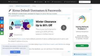
                            2. Xirrus Default Password, Login & IP List (updated August 2018 ...