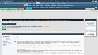 
                            12. [XL-2007] Interfacer Excel avec site Web (Sites paris sportifs ...