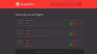 
                            8. xlovecam.co.uk passwords - BugMeNot