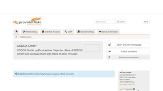 
                            8. XODOX GmbH on Webhosting and Internet comparison - provider-liste ...