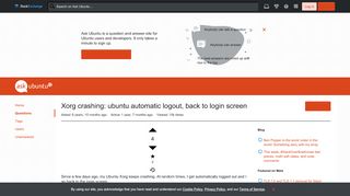 
                            1. Xorg crashing: ubuntu automatic logout, back to login screen - Ask ...