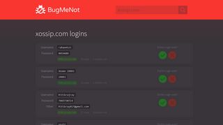 
                            3. xossip.com passwords - BugMeNot