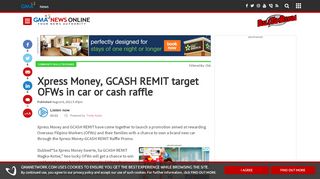 
                            13. Xpress Money, GCASH REMIT target OFWs in car or cash raffle - GMA