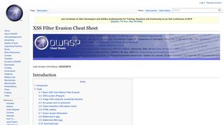 
                            1. XSS Filter Evasion Cheat Sheet - OWASP