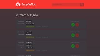 
                            1. xstream.tv logins - BugMeNot