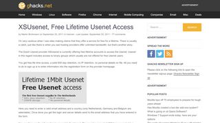 
                            11. XSUsenet, Free Lifetime Usenet Access - gHacks Tech News