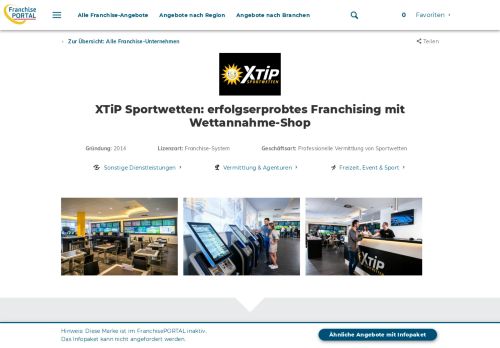 
                            5. XTiP Sportwetten: erfolgserprobtes Franchising mit Wettannahme-Shop