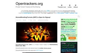
                            4. XtremeWrestlingTorrents (XWT) is Open for Signup! - Private Torrent ...
