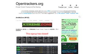 
                            3. XtreMeZone (MYXZ) - Private Torrent Trackers ... - Opentrackers.org