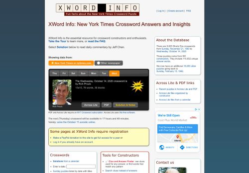 
                            11. XWord Info -- All about the New York Times Crossword Puzzle