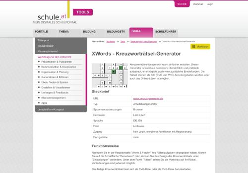 
                            5. XWords - Kreuzworträtsel-Generator - schule.at