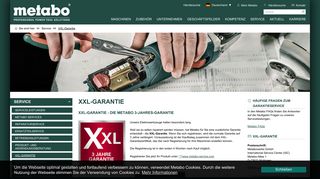 
                            1. XXL-Garantie | Metabo Elektrowerkzeuge