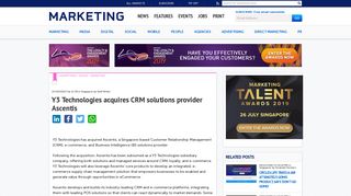 
                            3. Y3 Technologies acquires CRM solutions provider Ascentis ...