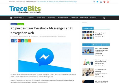 
                            7. Ya puedes usar Facebook Messenger en tu navegador web - TreceBits