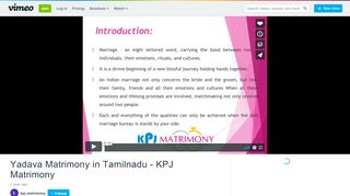 
                            10. Yadava Matrimony in Tamilnadu - KPJ Matrimony on Vimeo