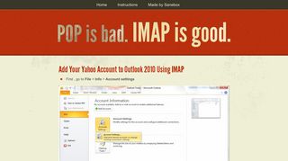 
                            12. Yahoo Account to Outlook 2010 Using IMAP - IMAP vs POP3