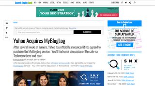 
                            5. Yahoo Acquires MyBlogLog - Search Engine Land