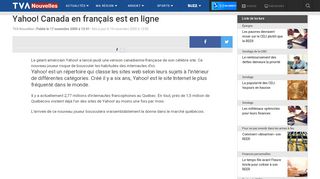
                            5. Yahoo! Canada en français est en ligne | TVA Nouvelles