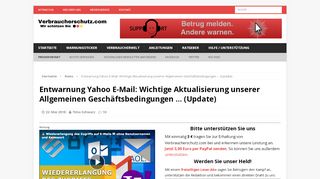 
                            4. Yahoo E-Mail Aktualisierung der AGB´s und Datenschutzerklärung ...