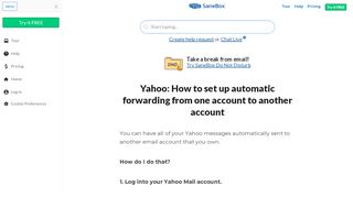 
                            9. Yahoo: How to set up automatic forwarding from one account - SaneBox