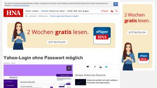 
                            5. Yahoo-Login ohne Passwort möglich | Netzwelt - HNA