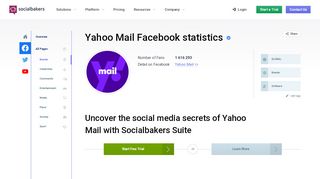 
                            5. Yahoo Mail | Detailed statistics of Facebook page | Socialbakers
