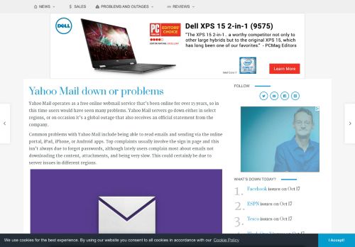 
                            7. Yahoo Mail down or problems, Feb 2019 - Product Reviews Net