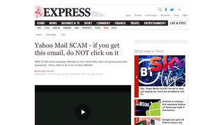 
                            10. Yahoo Mail SCAM - if you get this email, do NOT click on it | Express ...