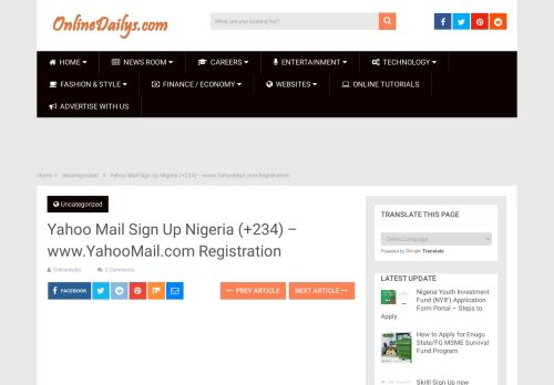 
                            4. Yahoo Mail Sign Up Nigeria (+234) - www.YahooMail.com ...