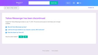 
                            3. Yahoo Messenger will be discontinued | Account Help - SLN28776