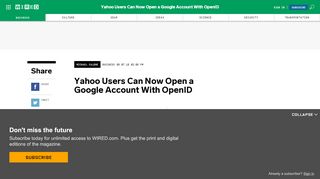 
                            5. Yahoo Users Can Now Open a Google Account With OpenID | WIRED