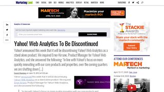 
                            7. Yahoo! Web Analytics To Be Discontinued - Marketing Land