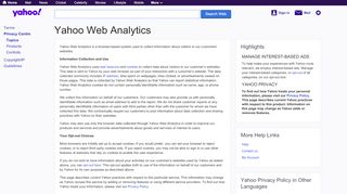 
                            2. Yahoo Web Analytics - Yahoo Terms