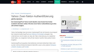
                            4. Yahoo: Zwei-Faktor-Authentifizierung aktivieren | ZDNet.de