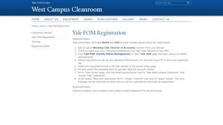 
                            12. Yale FOM Registration | West Campus Cleanroom