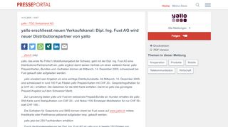 
                            13. ▷ yallo erschliesst neuen Verkaufskanal: Dipl. Ing. Fust AG wird neuer ...