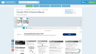 
                            3. YAMAHA YWA-10 OWNER'S MANUAL Pdf Download. - ManualsLib