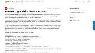 
                            5. Yammer Login with a Generic Account - Microsoft Community