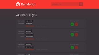
                            5. yandex.ru passwords - BugMeNot
