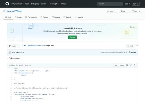 
                            5. YCms/login.php at master · raykwok/YCms · GitHub